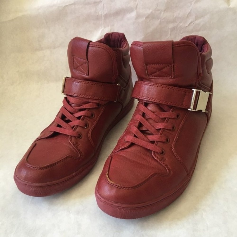 Asos Red High Top Buckle Sneakers